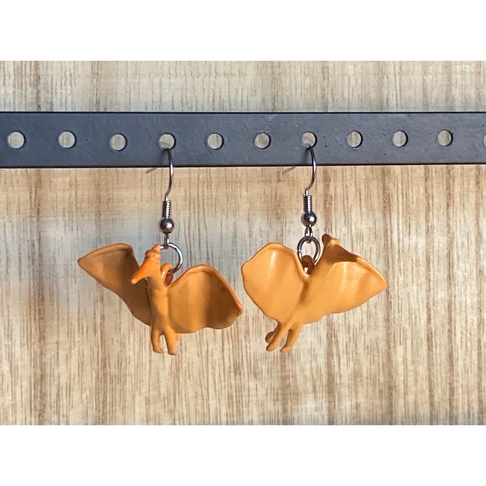 Pterodactyl Earrings Pterosaur Dinosaur Prehistoric Orange Wings Wing Reptile